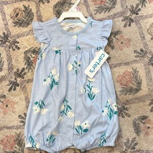 Carter's Light Blue Floral Baby Romper